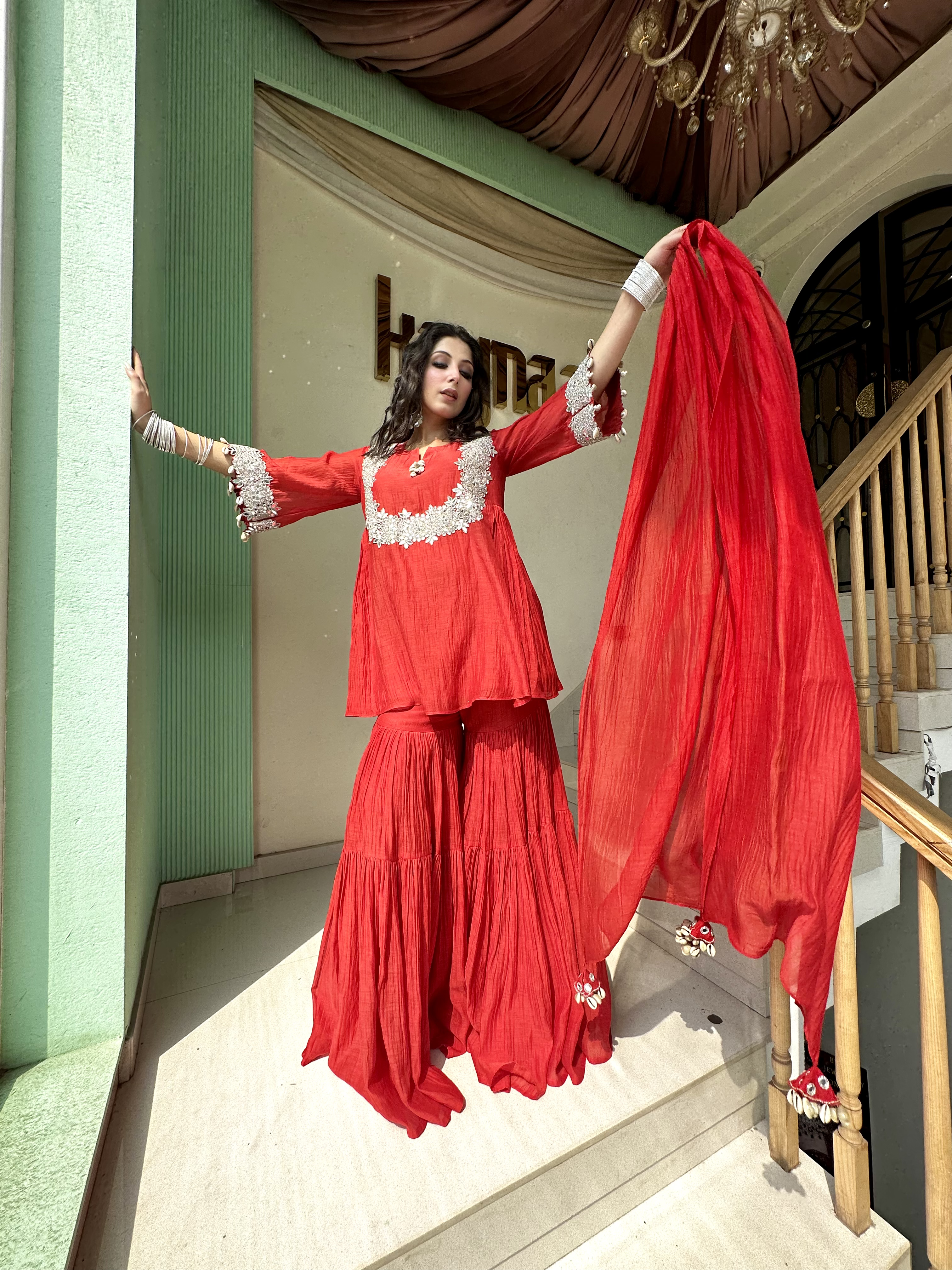 SCARLET RED GARARA SUIT