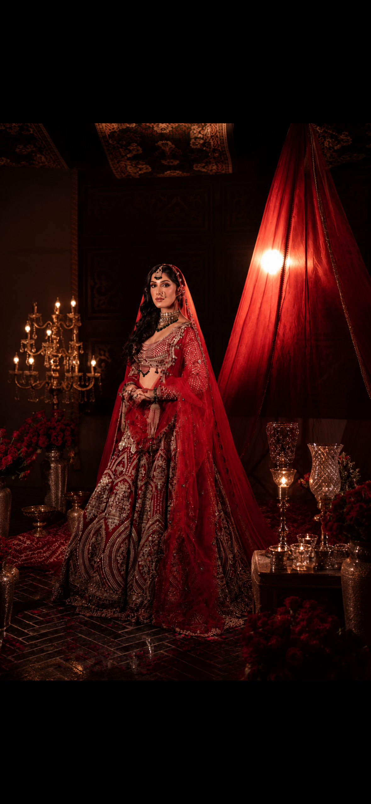CHERRY RED BRIDAL LEHENGA