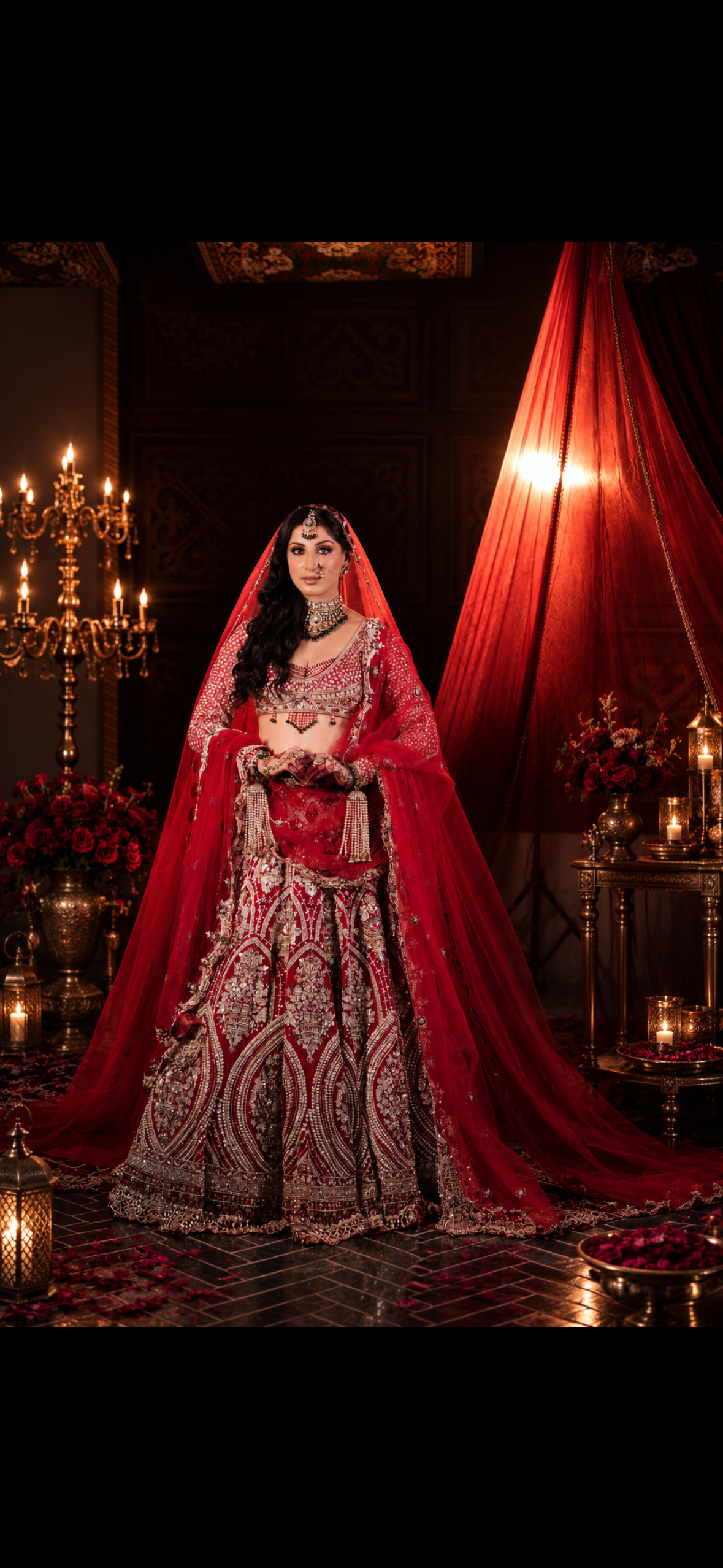 CHERRY RED BRIDAL LEHENGA