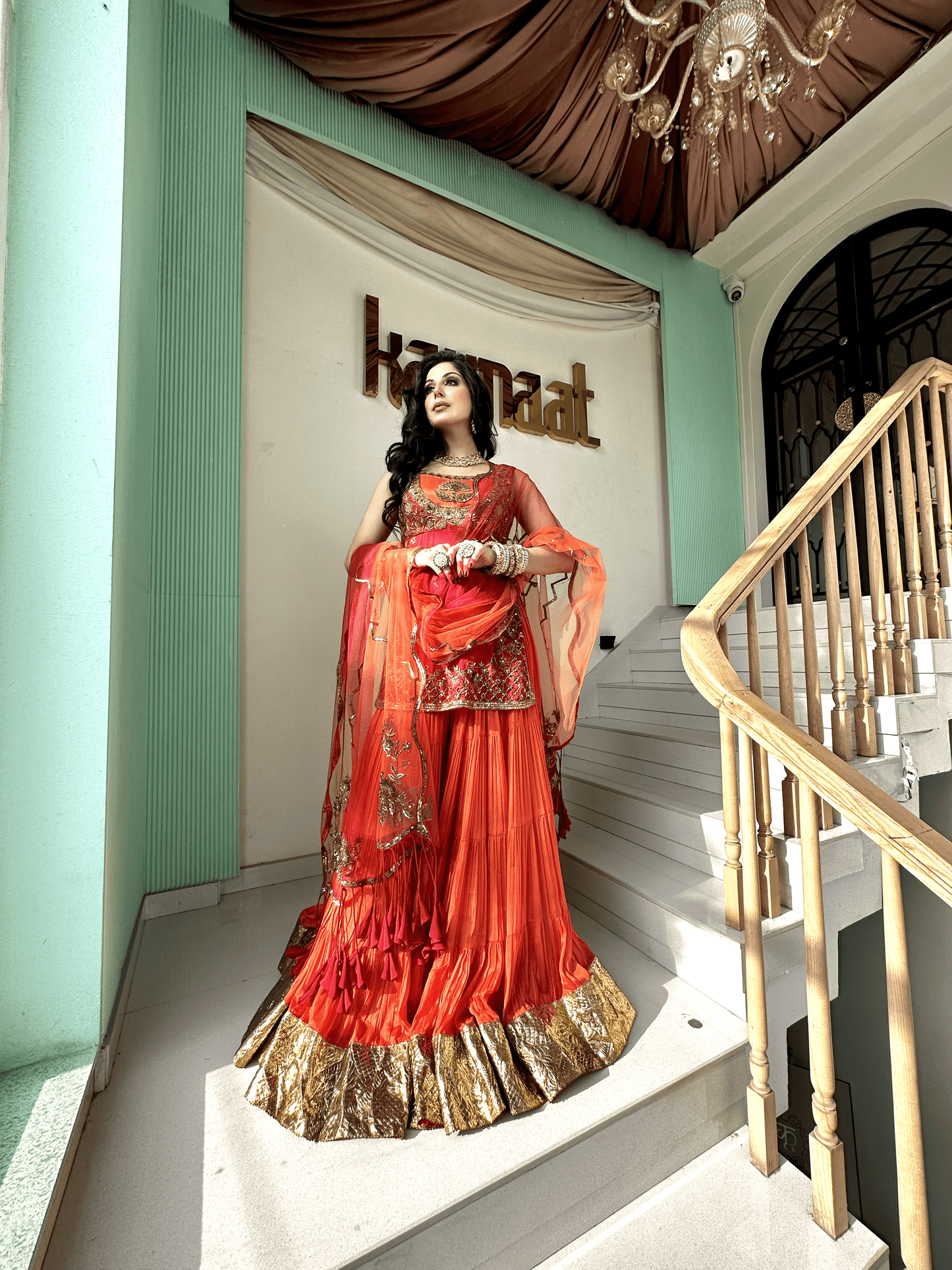  ORANGE ANARKALI SUIT - WEDDING ANARKALI DRESS ONLINE - KAYNAAT