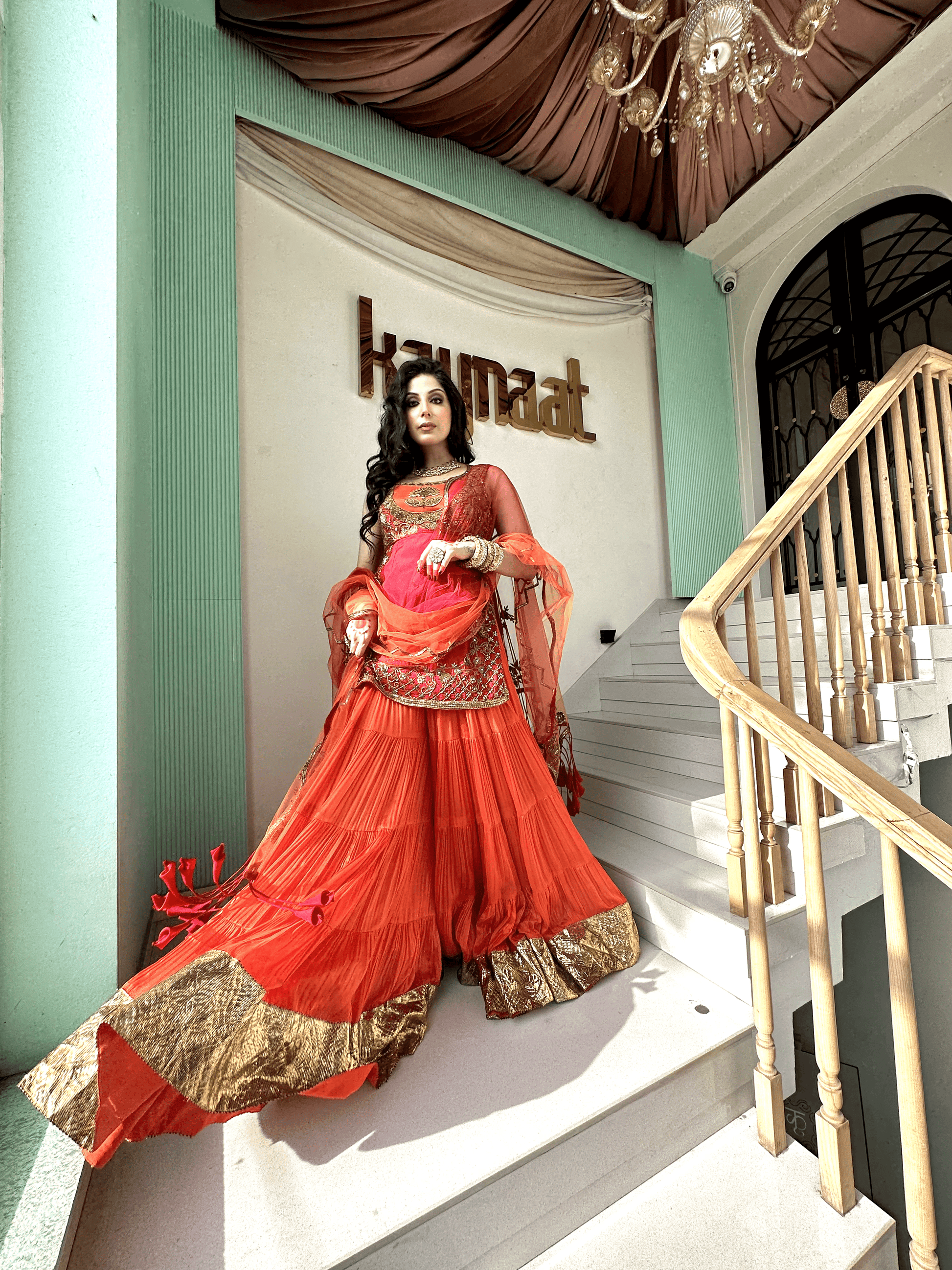  ORANGE ANARKALI SUIT - WEDDING ANARKALI DRESS ONLINE - KAYNAAT