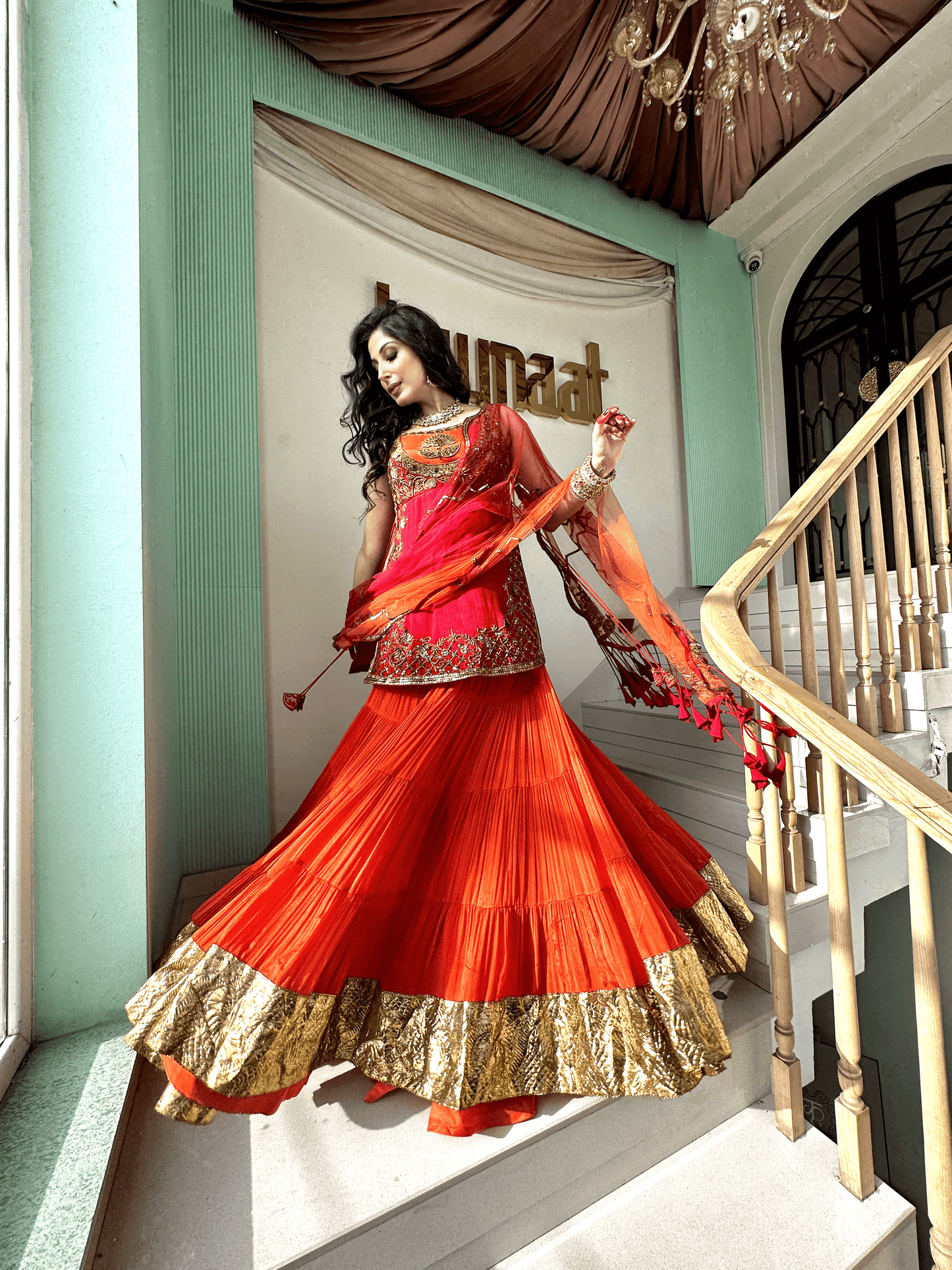  ORANGE ANARKALI SUIT - WEDDING ANARKALI DRESS ONLINE - KAYNAAT