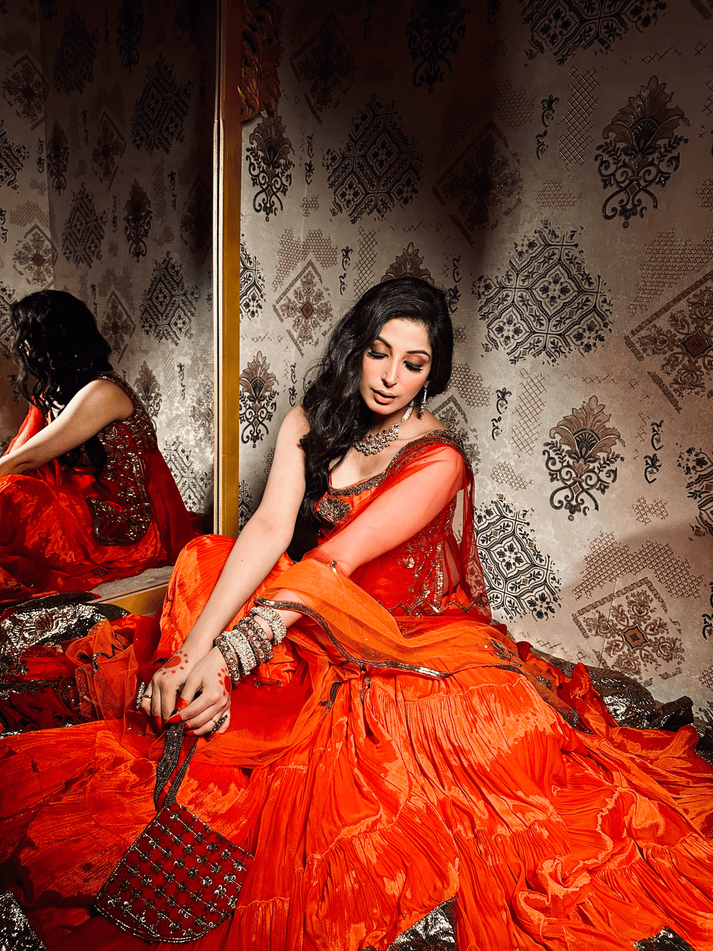  ORANGE ANARKALI SUIT - WEDDING ANARKALI DRESS ONLINE - KAYNAAT