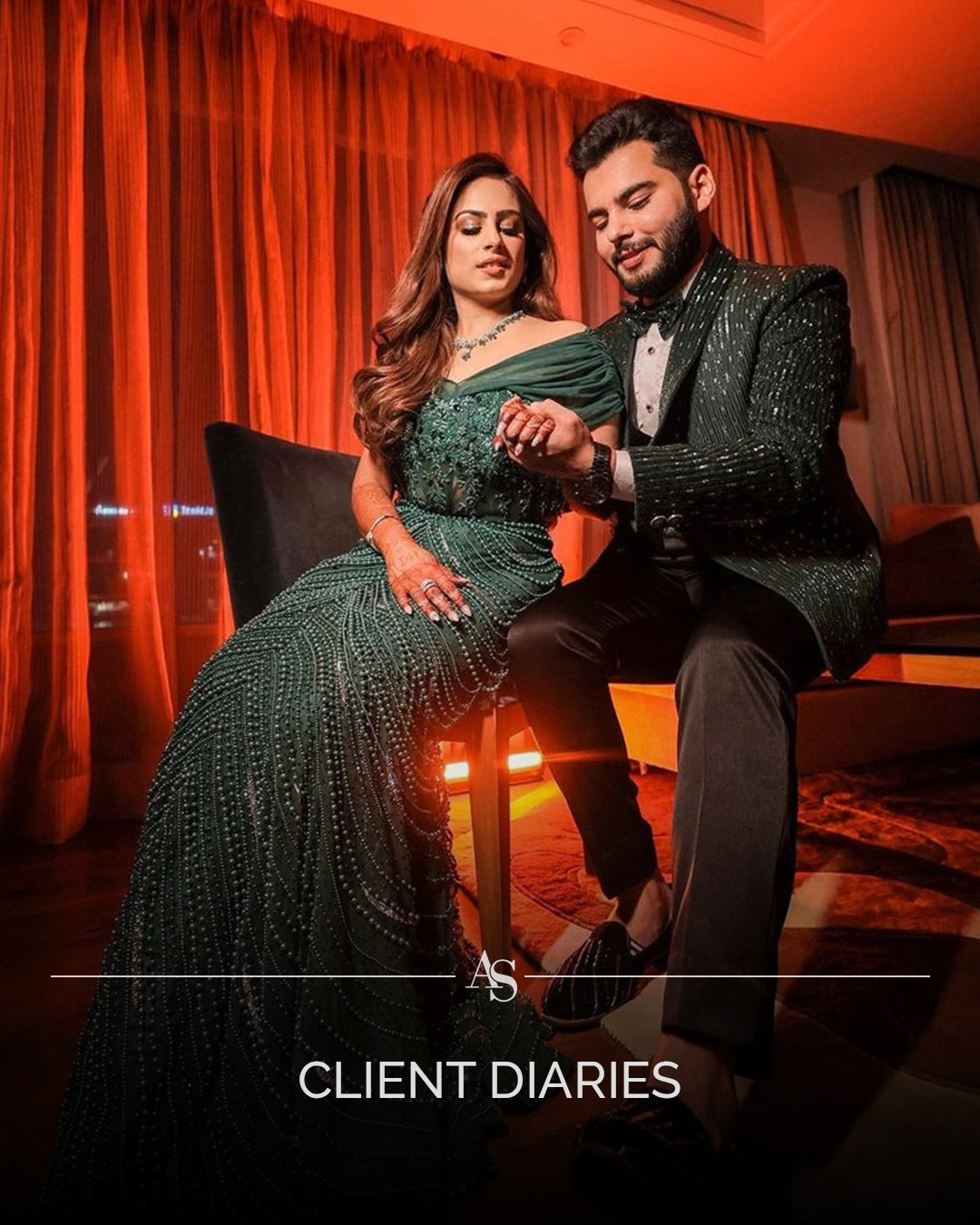 GREEN FISH CUT GOWN WITH PEARL EMBELLISHMENT