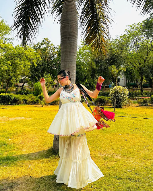 IVORY PEPLUM SHARARA SET