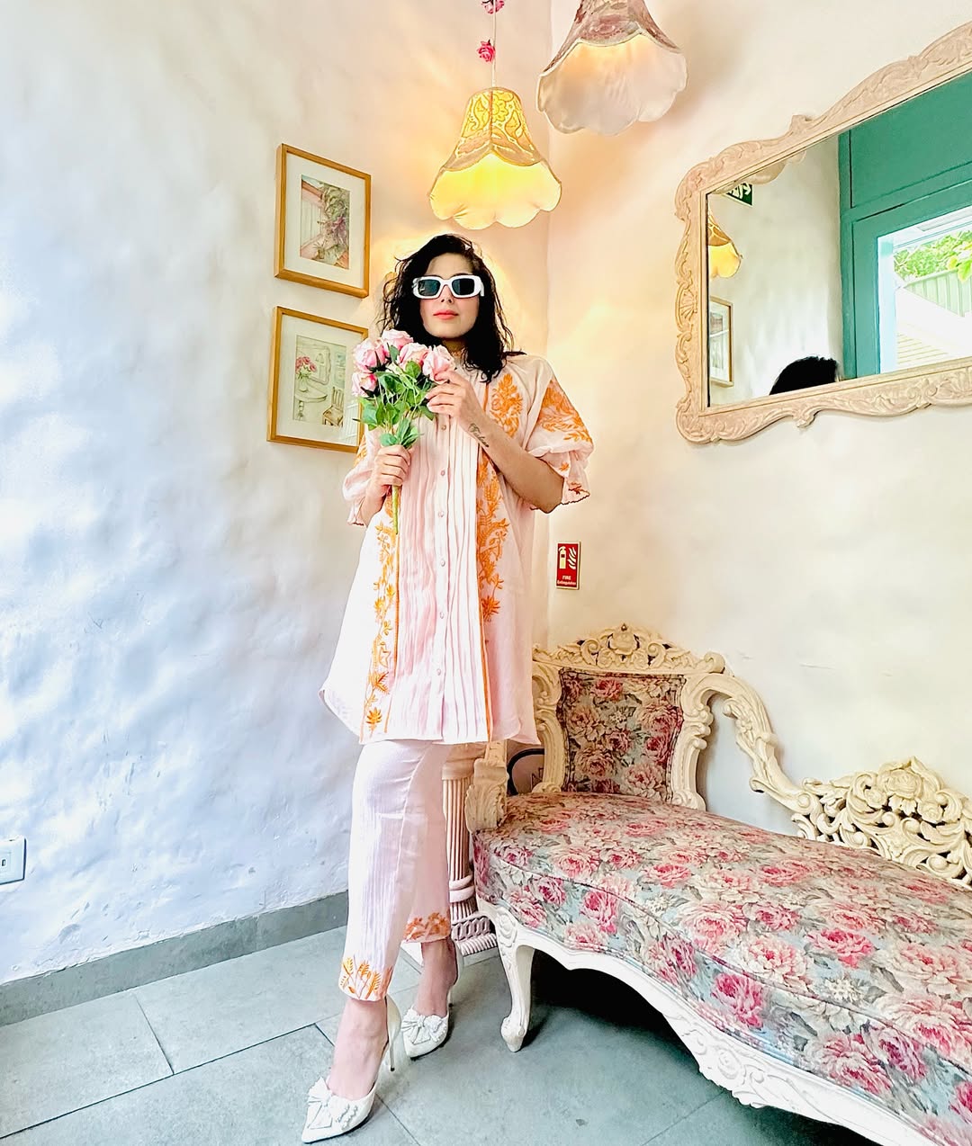 PINK INDO- WESTERN SET