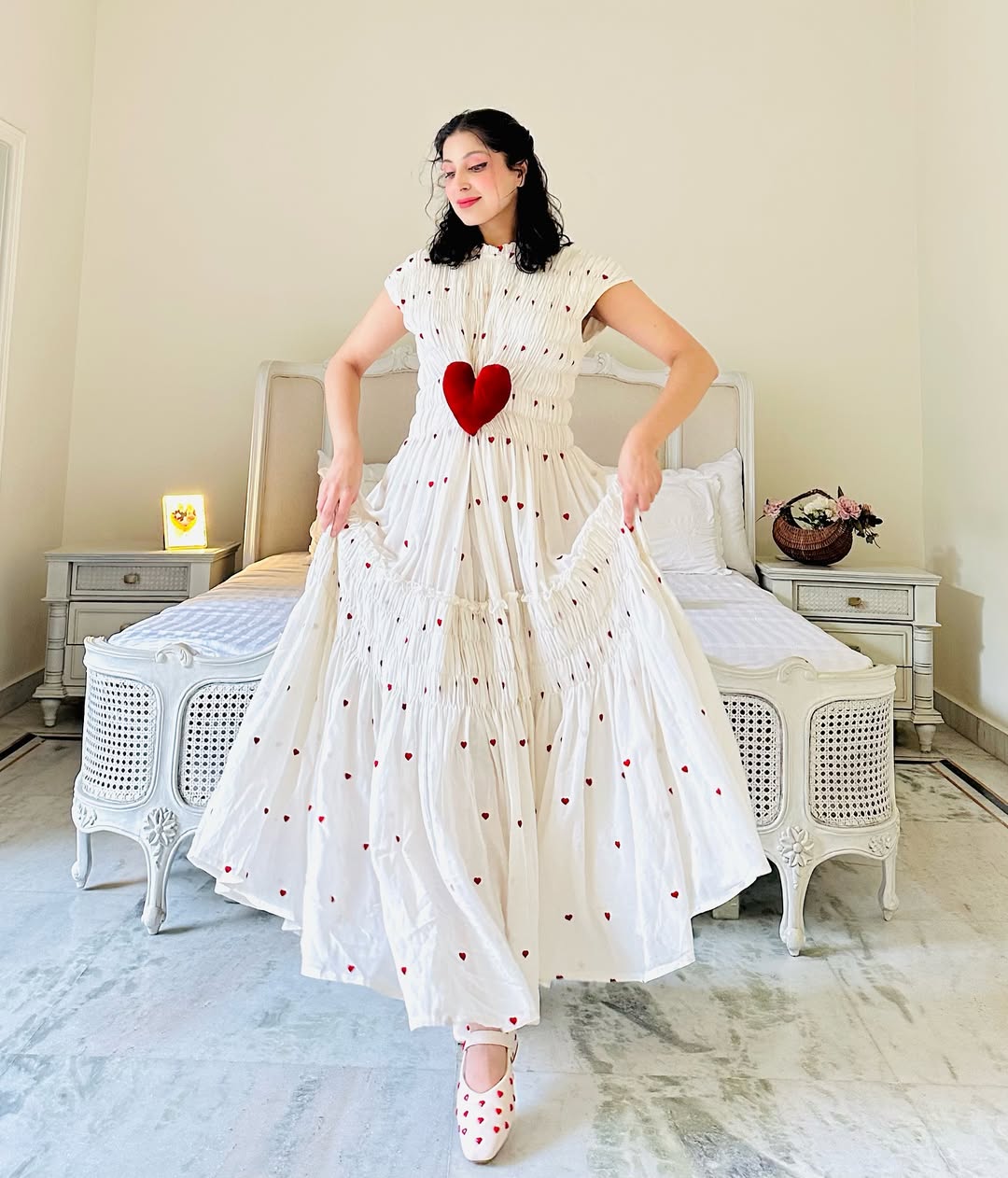 RED HEART IVORY DRESS