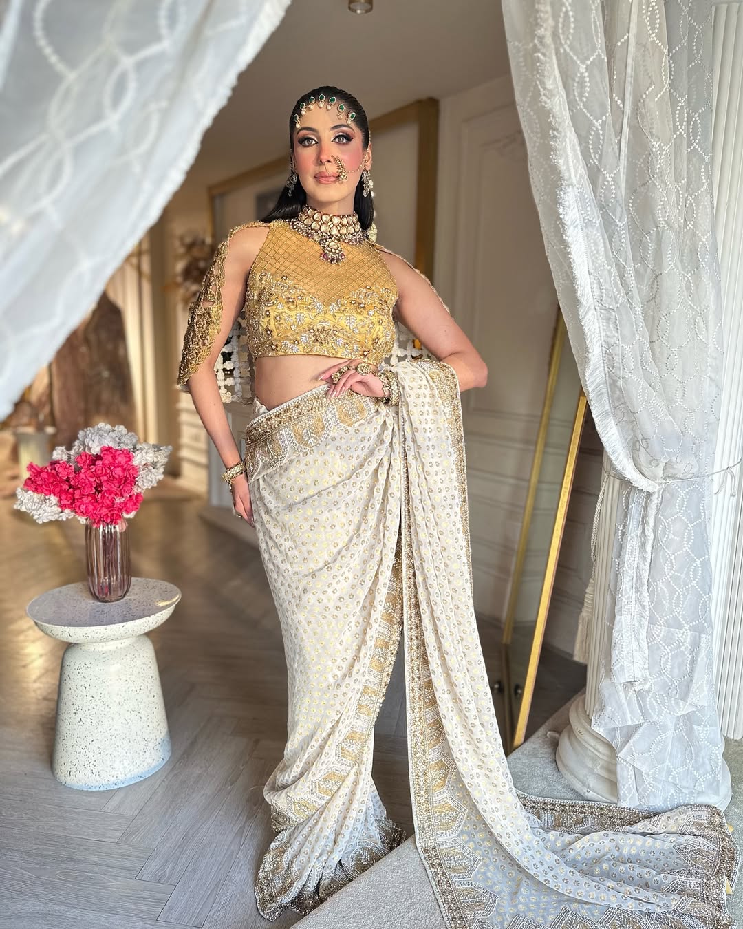 IVORY AND GOLD SAREE