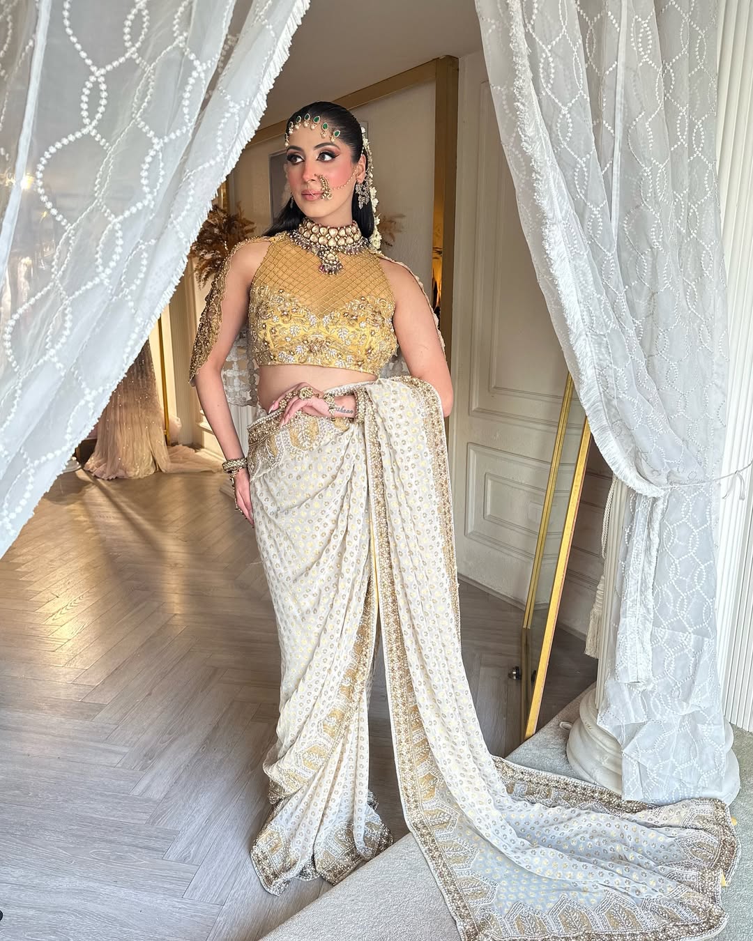 IVORY AND GOLD SAREE