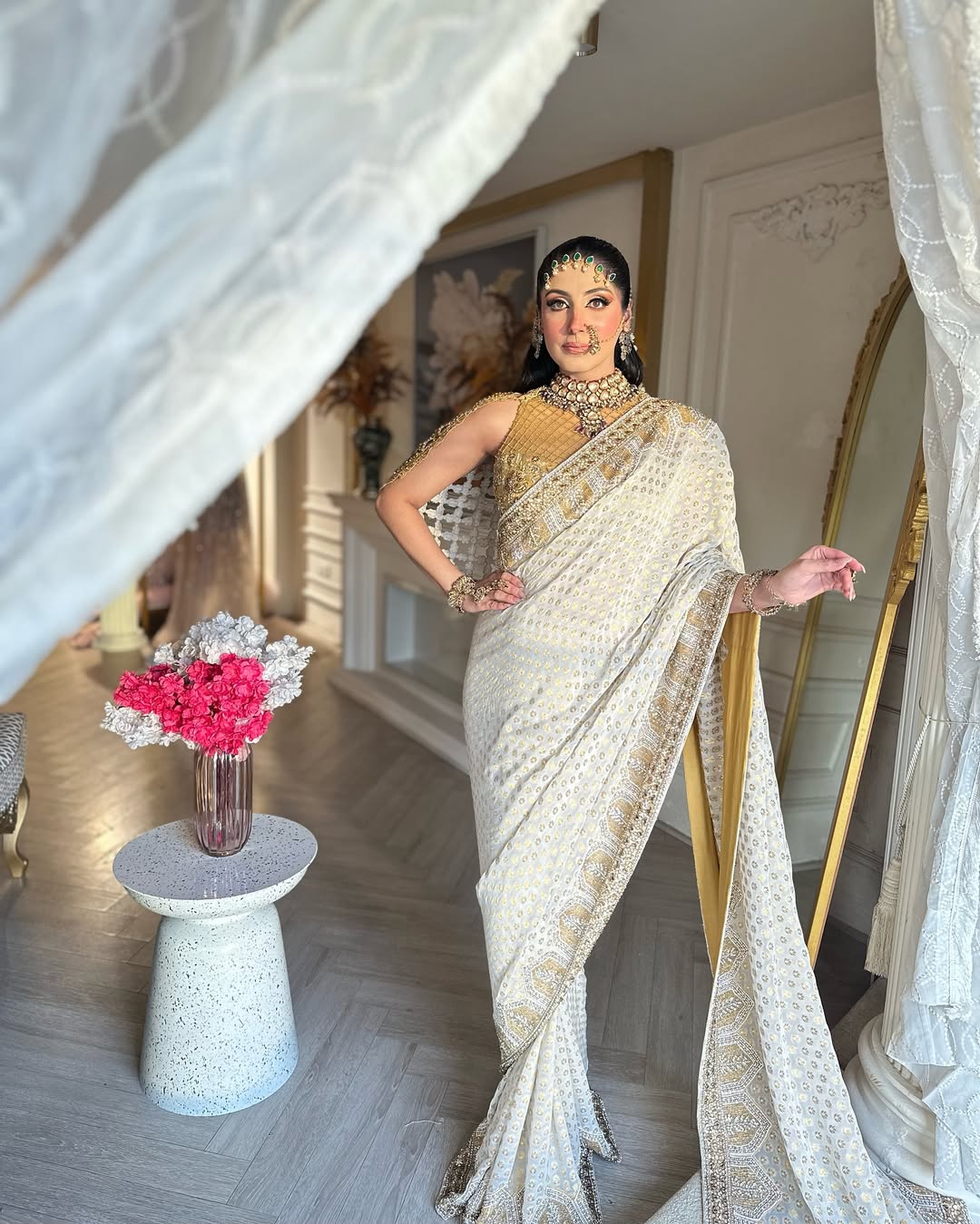 IVORY AND GOLD SAREE