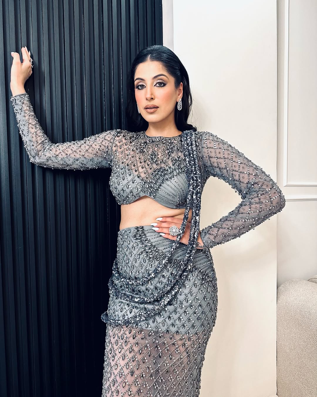 GREY FISHCUT LEHENGA  SET