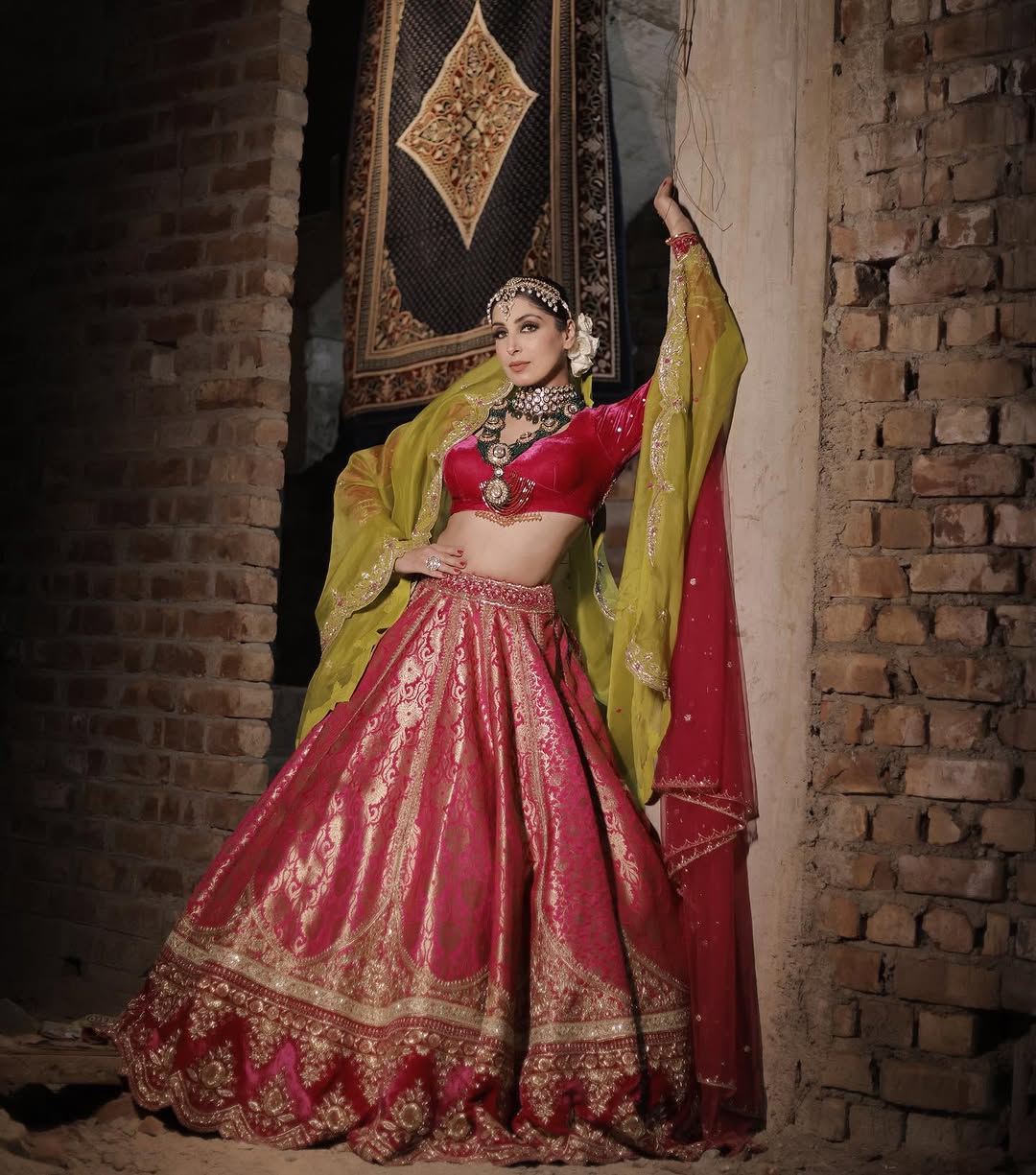 MAGENTA PINK BROCADE LEHENGA