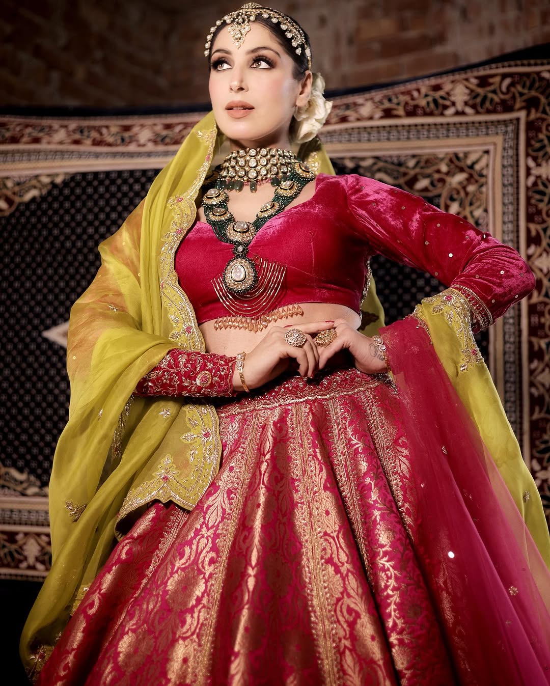 MAGENTA PINK BROCADE LEHENGA