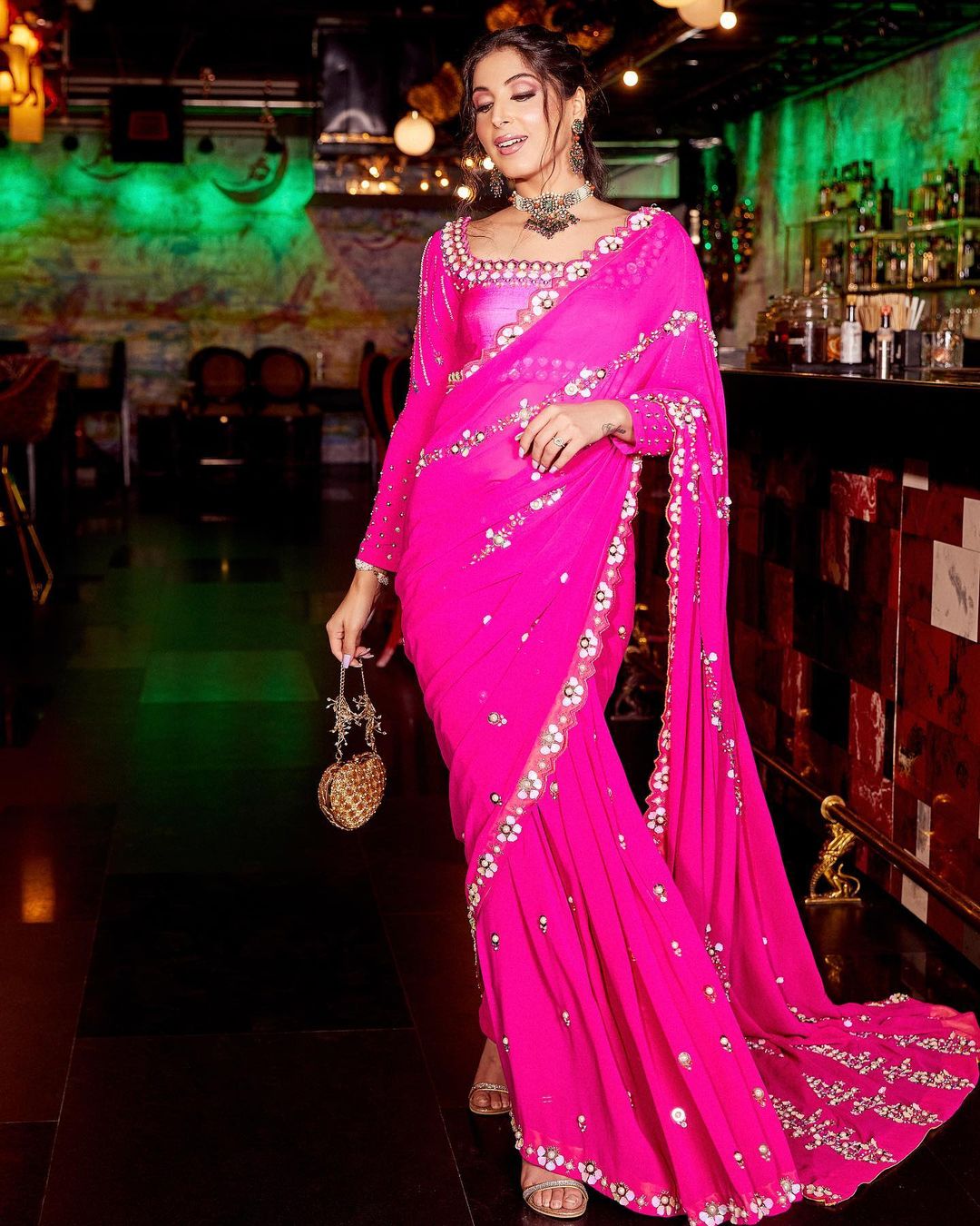 PLYMOUTH PINK COLOR SAREE