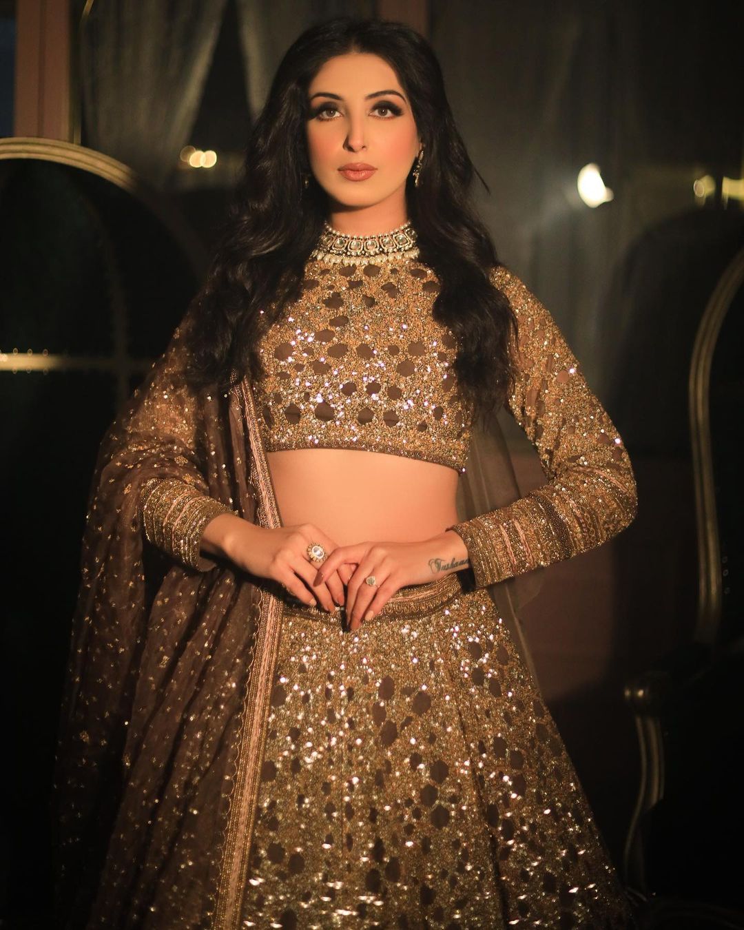 PALE TAUPE COLOR DESIGNED LEHENGA WITH HEAVY EMBROIDERY