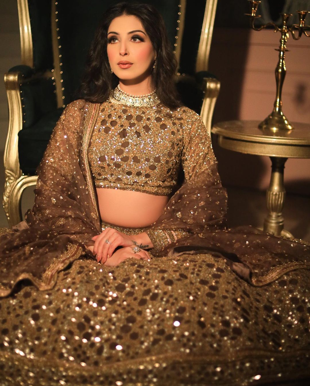 PALE TAUPE COLOR DESIGNED LEHENGA WITH HEAVY EMBROIDERY