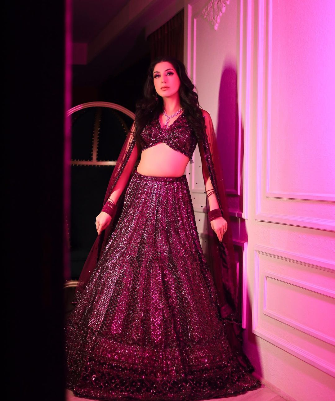 RICH MAROON DESIGNED LEHENGA WITH HEAVY EMBROIDERY