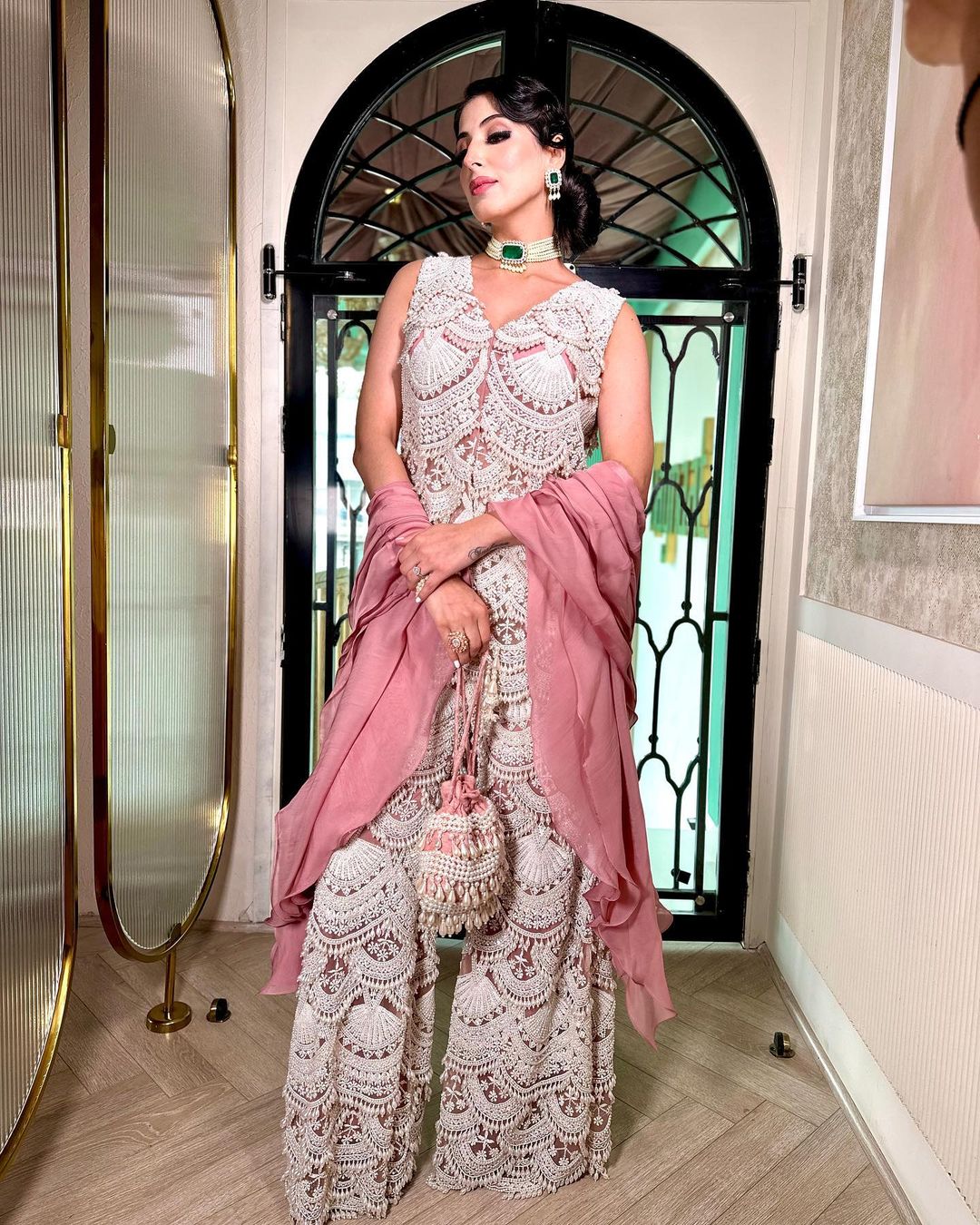 PINK COLOR KURTI WITH EMBROIDERY