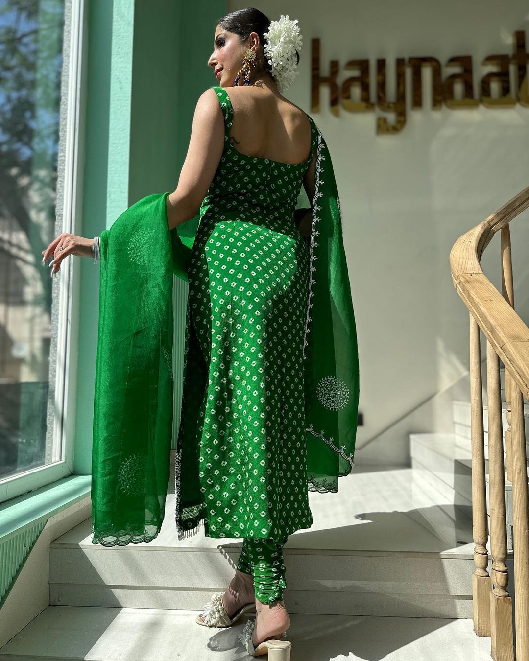 GREEN COLOR KURTI WITH EMBROIDERY ON DUPATTA