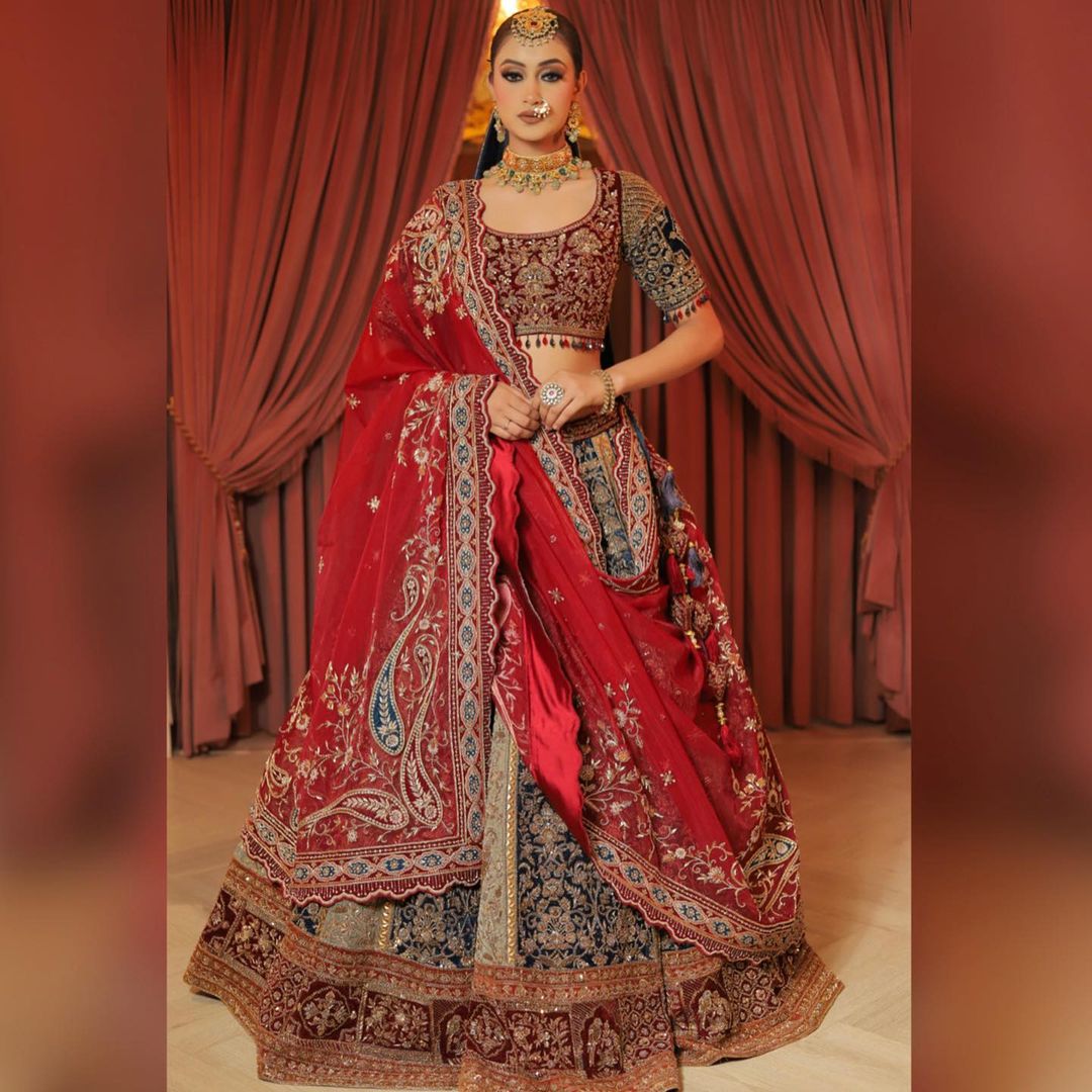 HEAVY EMBROIDERY RED COLOR LEHENGA