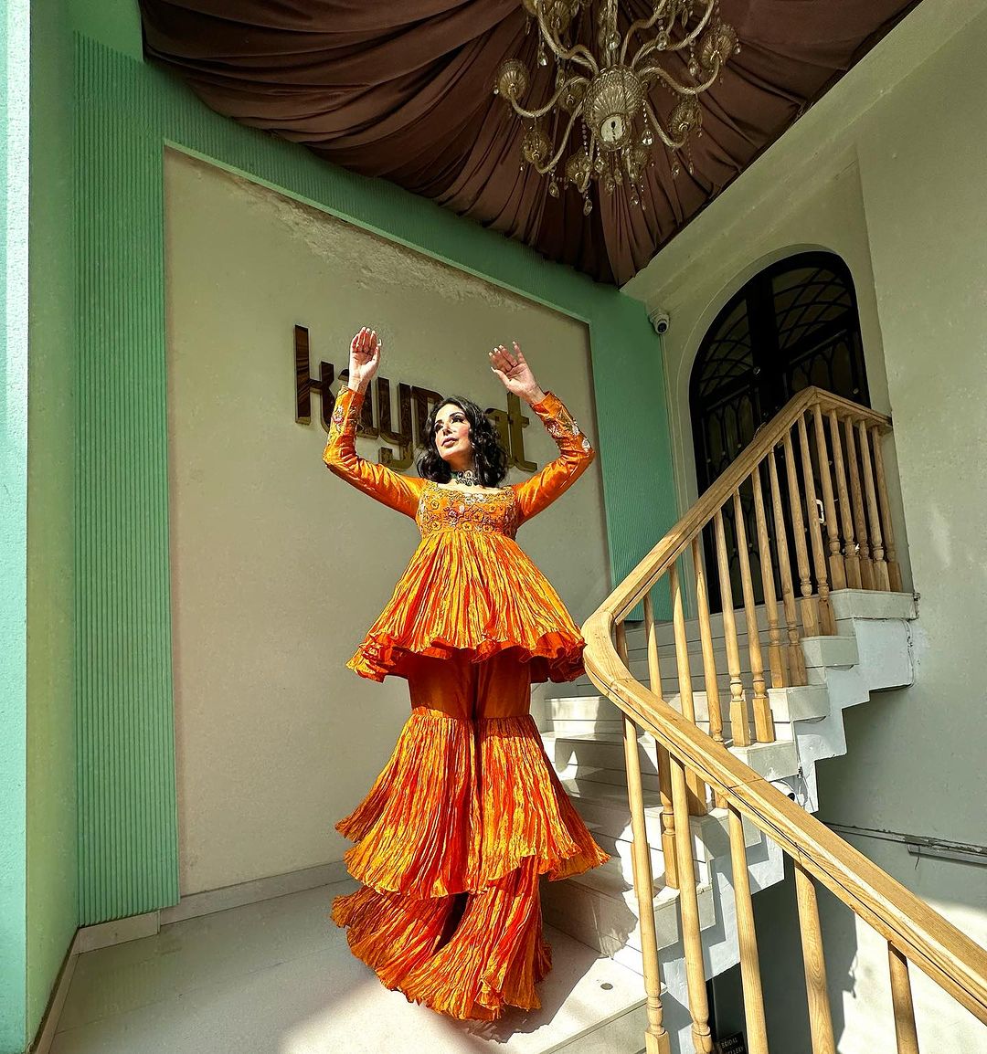 ORANGE COLOR SHARARA SET