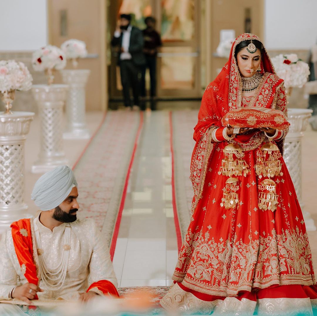 BRIDAL VENETIAN RED DESIGNED LEHENGA WITH HEAVY EMBROIDERY