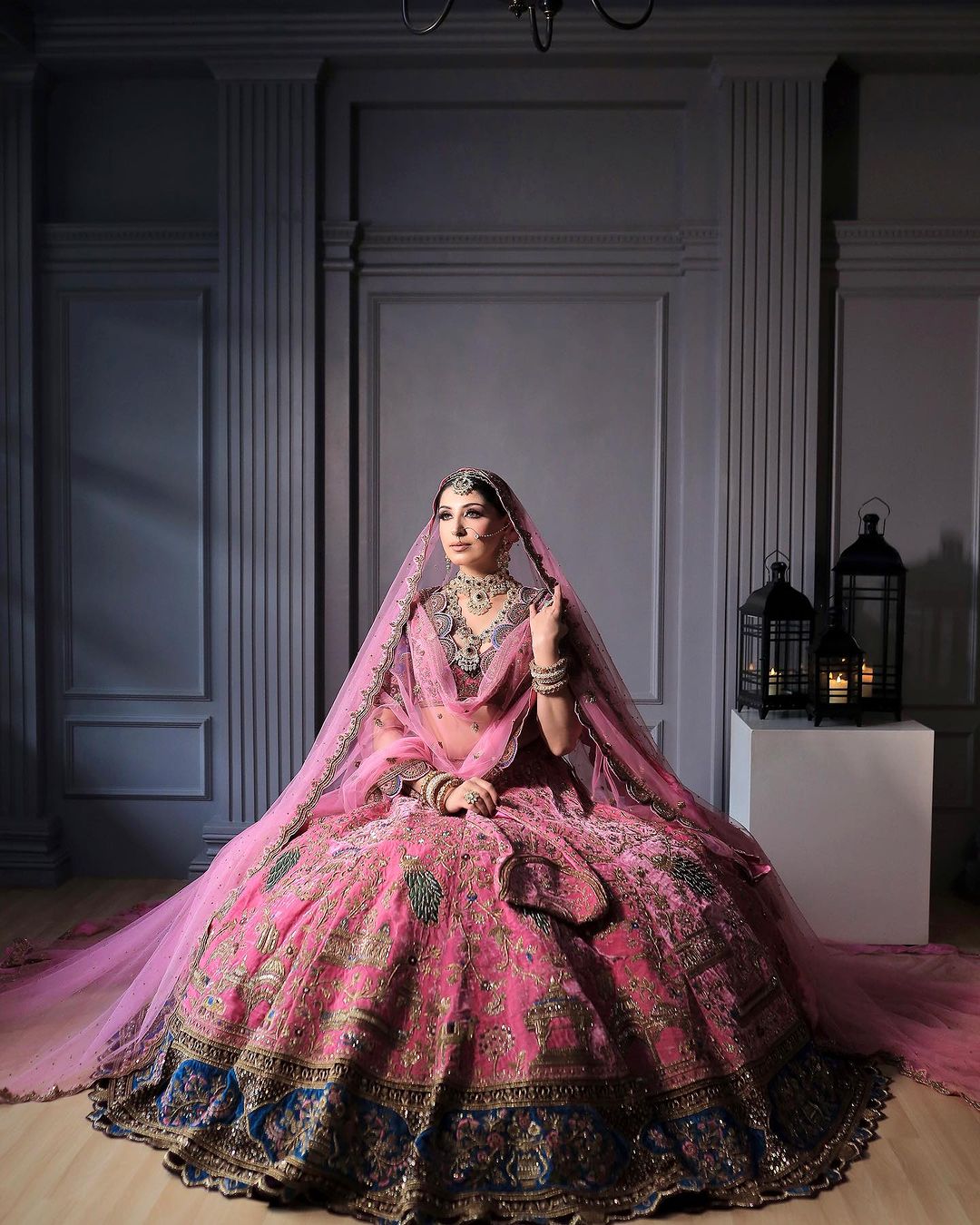 RUBER COLOR EMBROIDRED LEHENGA SET