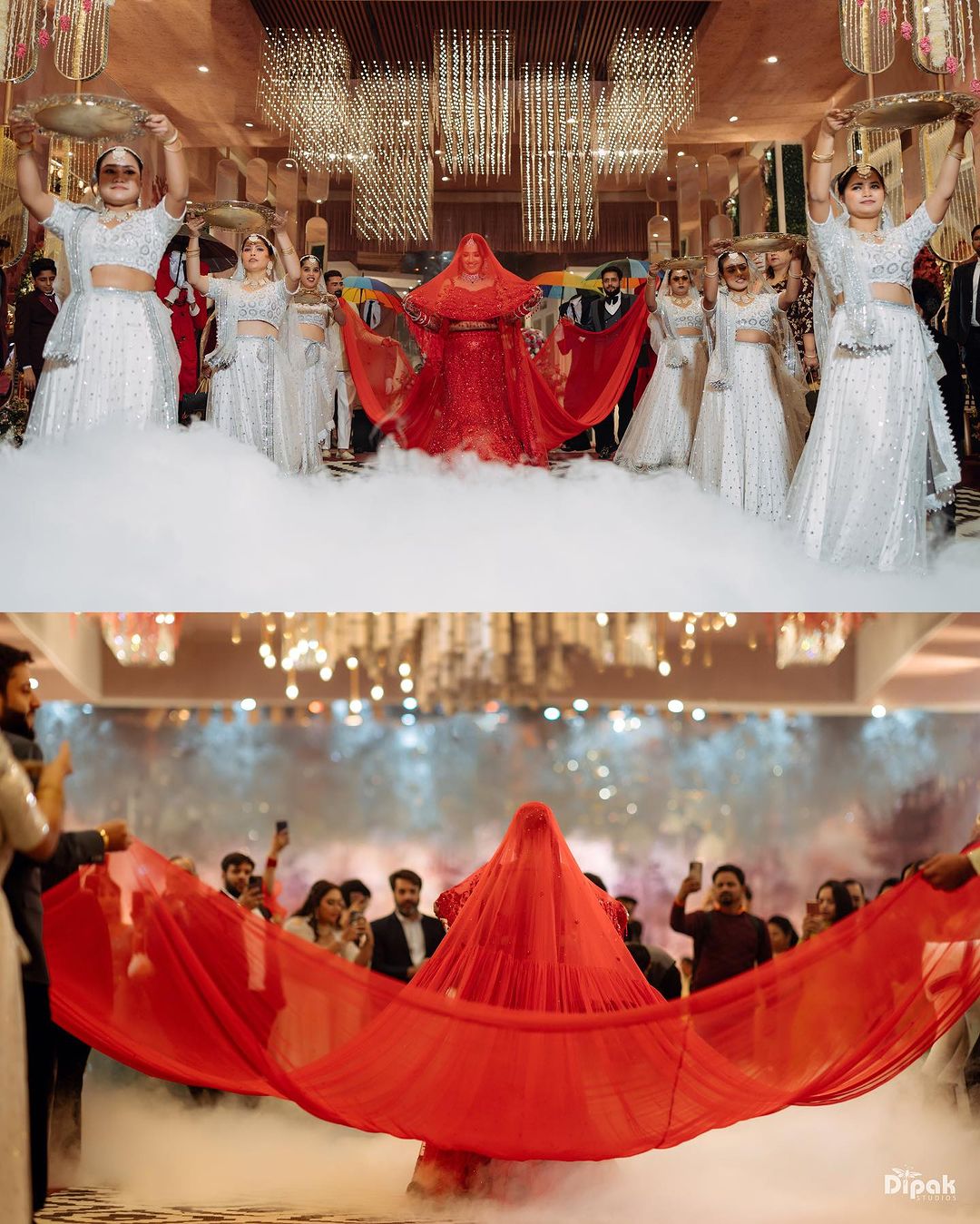 BRIDAL MAHOGANY RED COLOR DESIGNED LEHENGA WITH LONG TRAIL