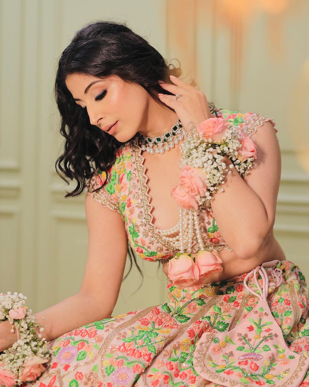 PASTEL PINK DESIGNED LEHENGA WITH EMBROIDERY