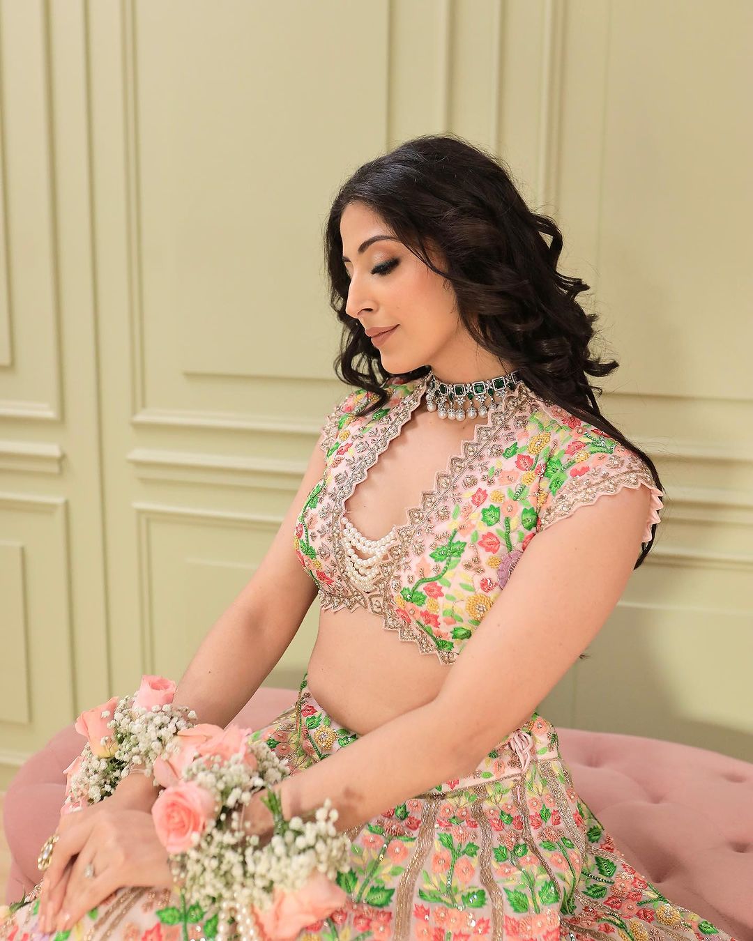 PASTEL PINK DESIGNED LEHENGA WITH EMBROIDERY