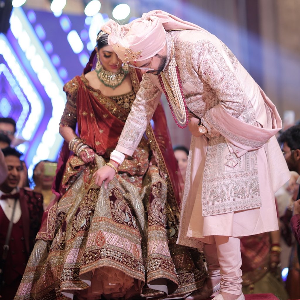 WELL CRAFTED DEEP TAUPE RED COLOR BRIDAL LEHENGA