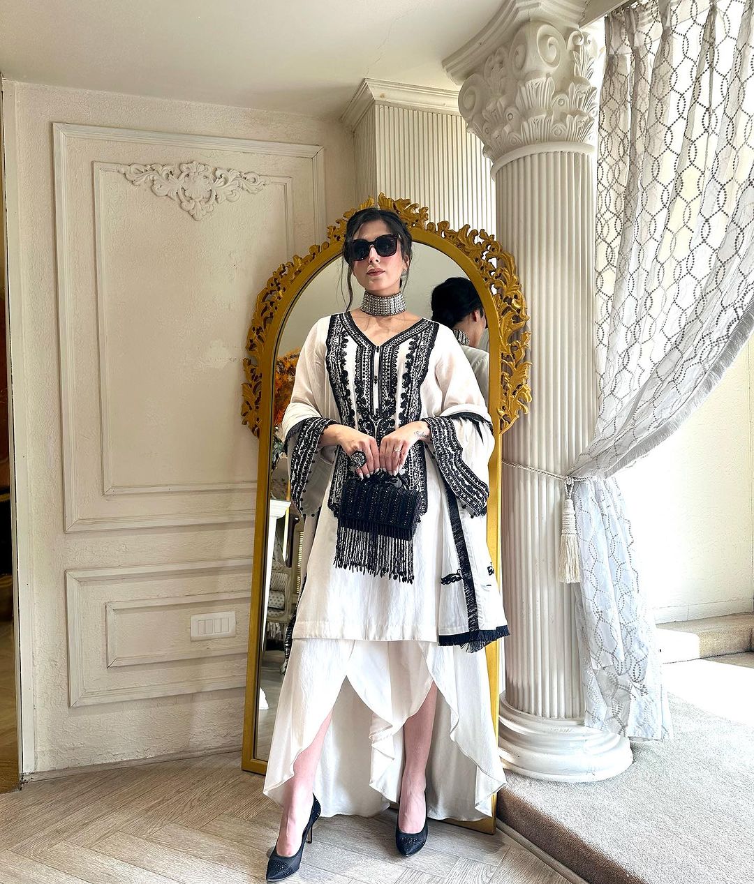 WHITE COLOR KURTI WITH EMBROIDERY ON TOP