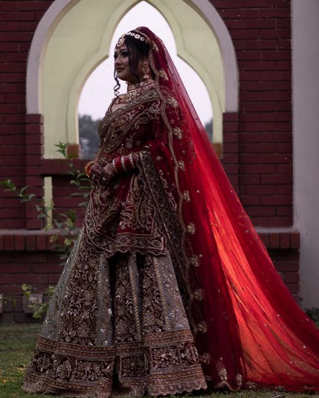 RED COSMOS EXQUISITE BRIDAL LEHENGA