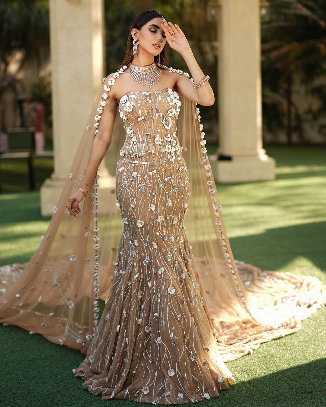 GOLDEN FISH CUT LEHENGA