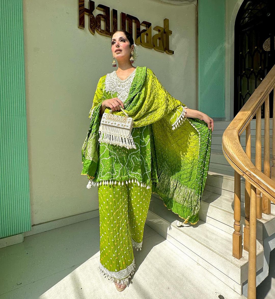 GREEN COLOR KURTI WITH HEAVY EMROIDERY