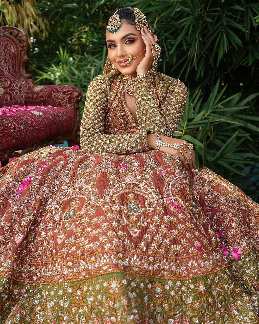 BRIDAL PALE COPPER COLOR LEHENGA WITH HEAVY SEQUENCE EMBROIDERY