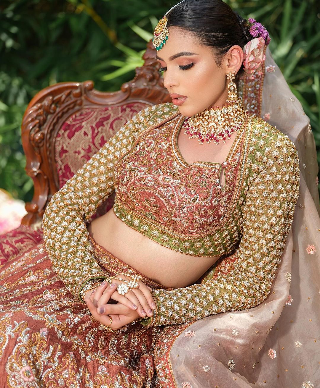 BRIDAL PALE COPPER COLOR LEHENGA WITH HEAVY SEQUENCE EMBROIDERY