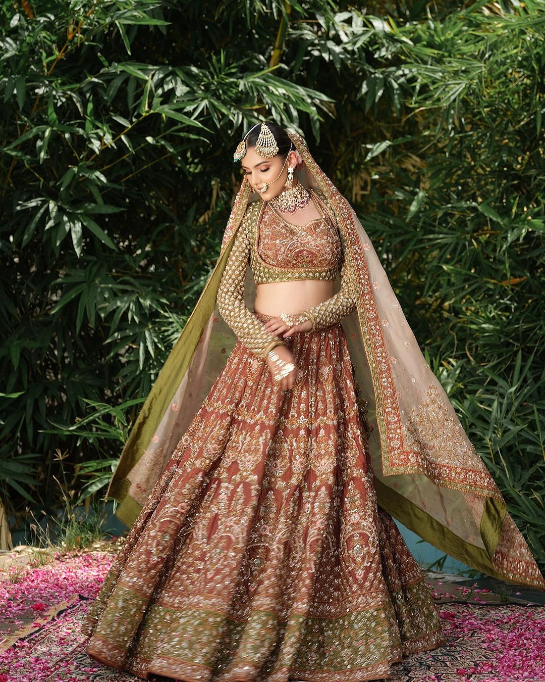 BRIDAL PALE COPPER COLOR LEHENGA WITH HEAVY SEQUENCE EMBROIDERY