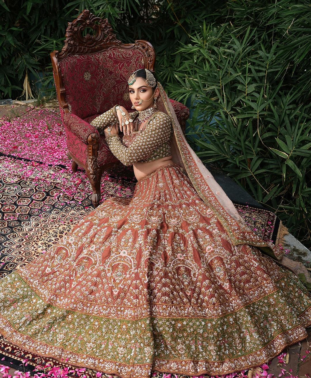 BRIDAL PALE COPPER COLOR LEHENGA WITH HEAVY SEQUENCE EMBROIDERY