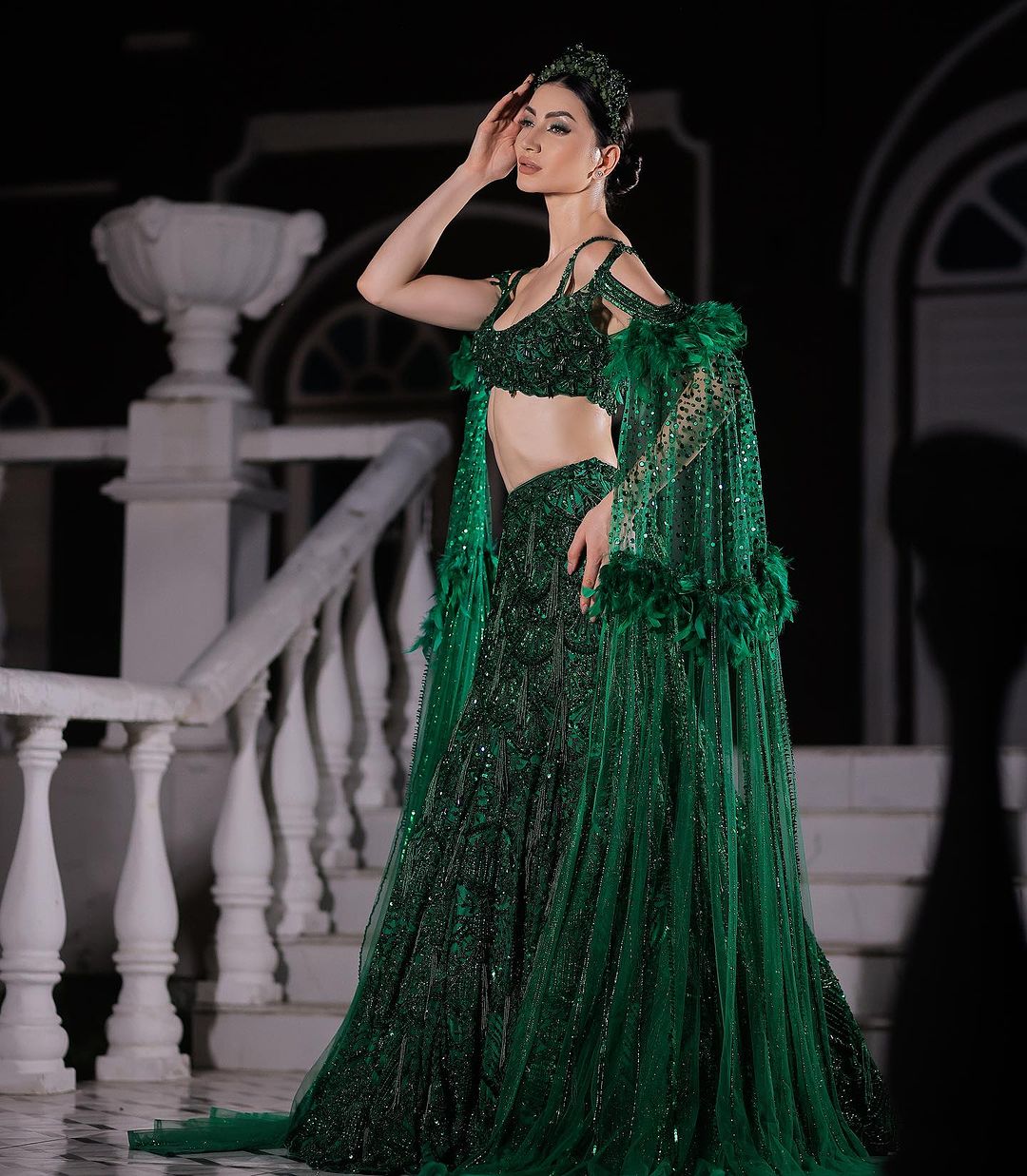 NATURAL SERENITY GREEN EMBROIDERED LEHENGA SET