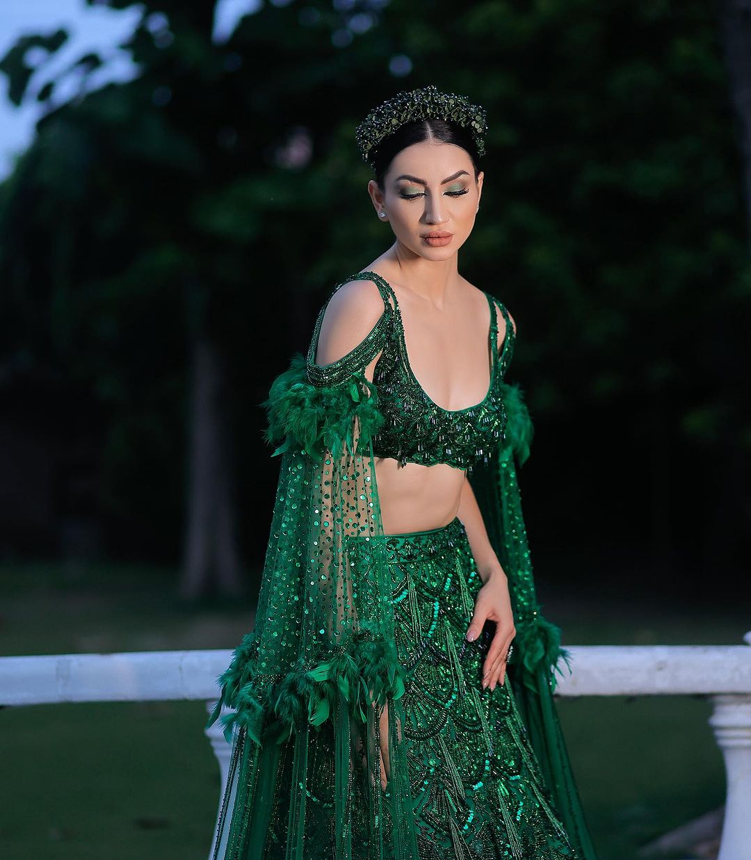 NATURAL SERENITY GREEN EMBROIDERED LEHENGA SET