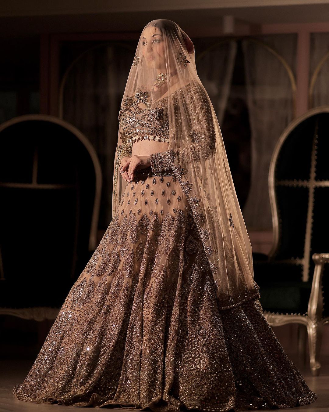 BABY ORCHID AND ROSE GOLD BRIDAL LEHENGA