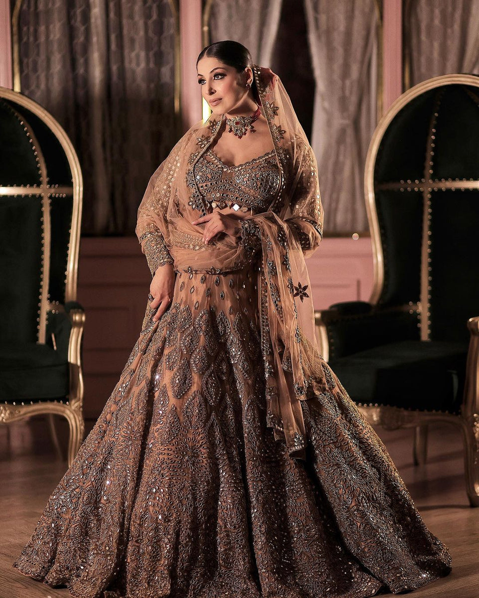 green emerald velvet dress BABY ORCHID AND ROSE GOLD BRIDAL LEHENGA