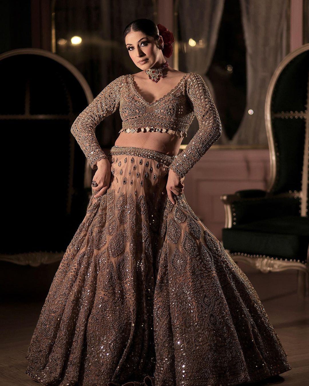 BABY ORCHID AND ROSE GOLD BRIDAL LEHENGA