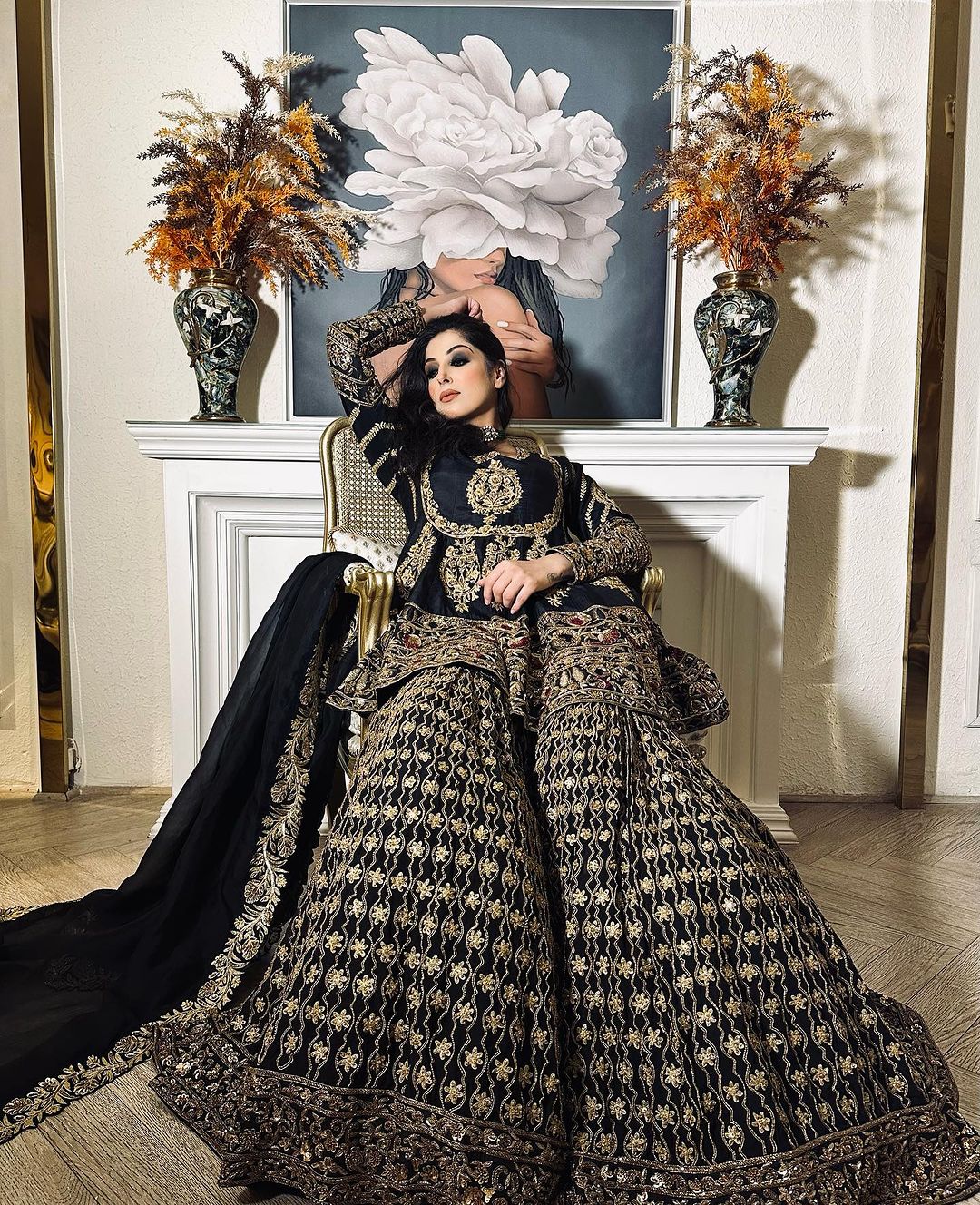 GARARA SUIT SET ADORNED DEEP COAL 