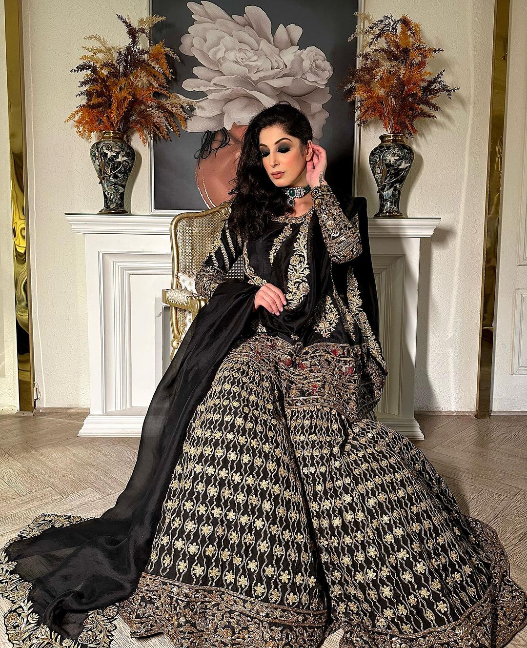 GARARA SUIT SET ADORNED DEEP COAL 