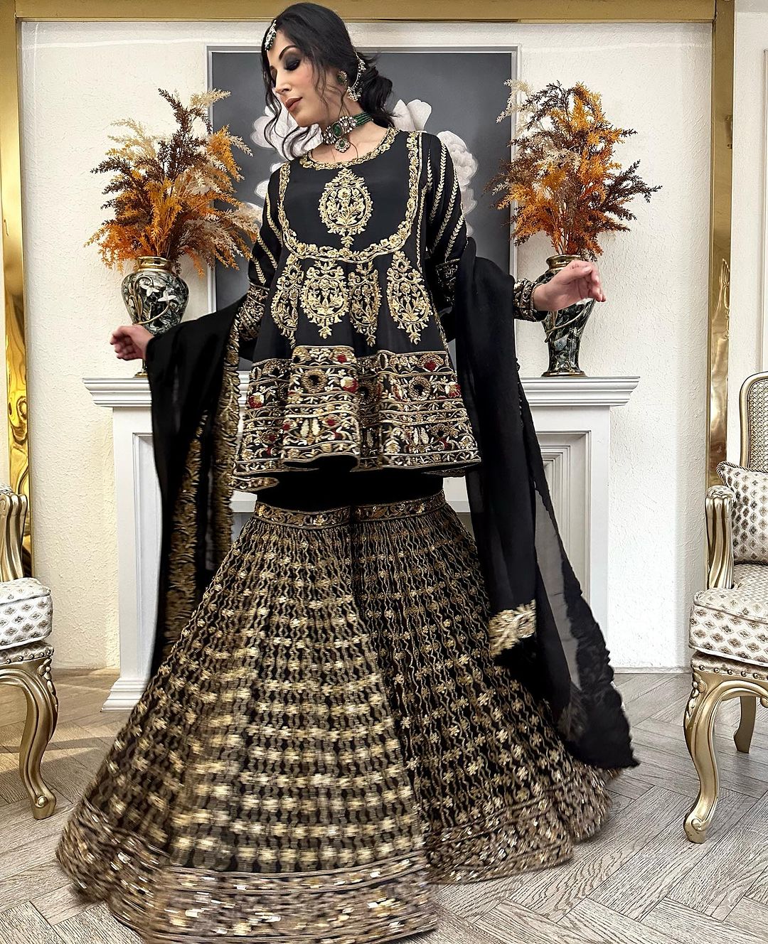 GARARA SUIT SET ADORNED DEEP COAL 