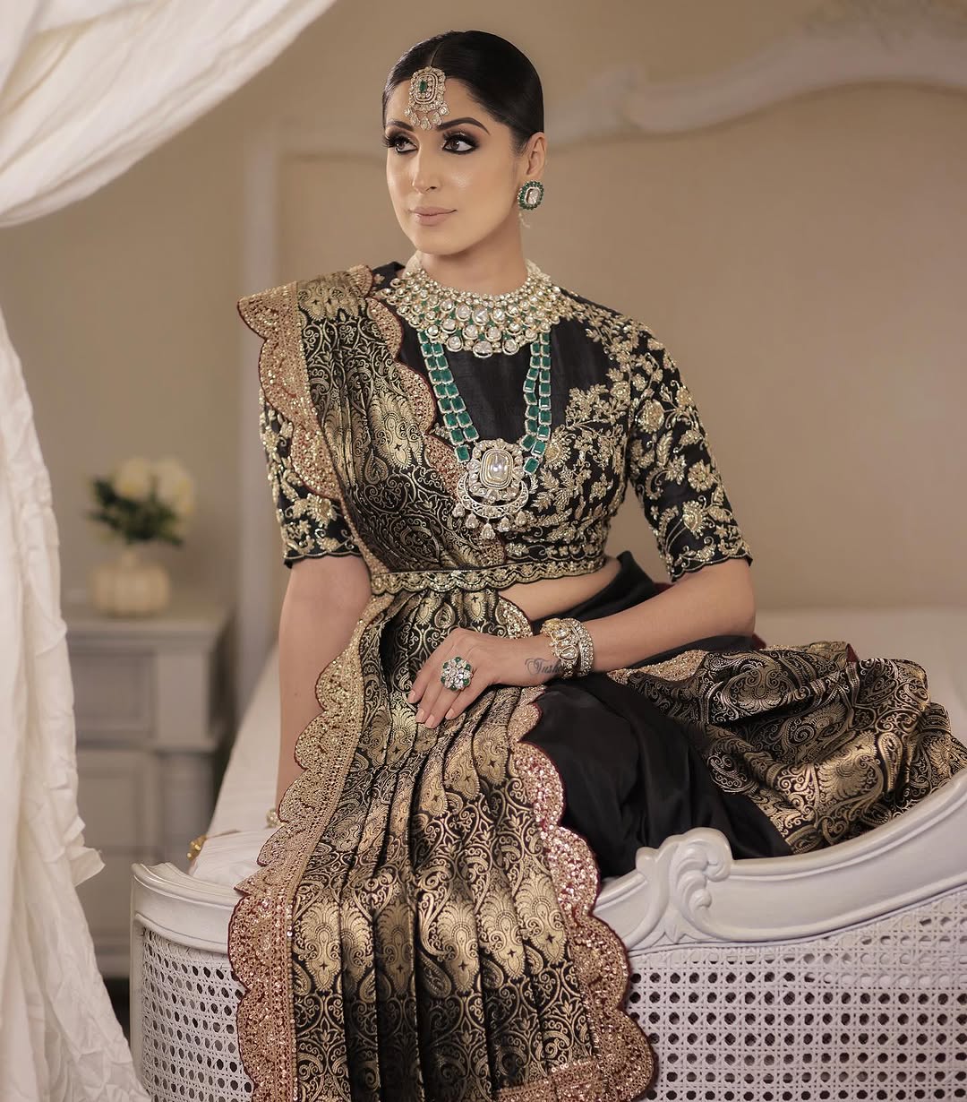 ROYAL BLACK BROCADE SILK SAREE