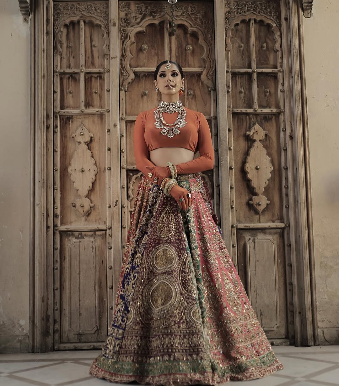 MUTLI COLOUR HAND ZARDOSI SILK LEHENGA