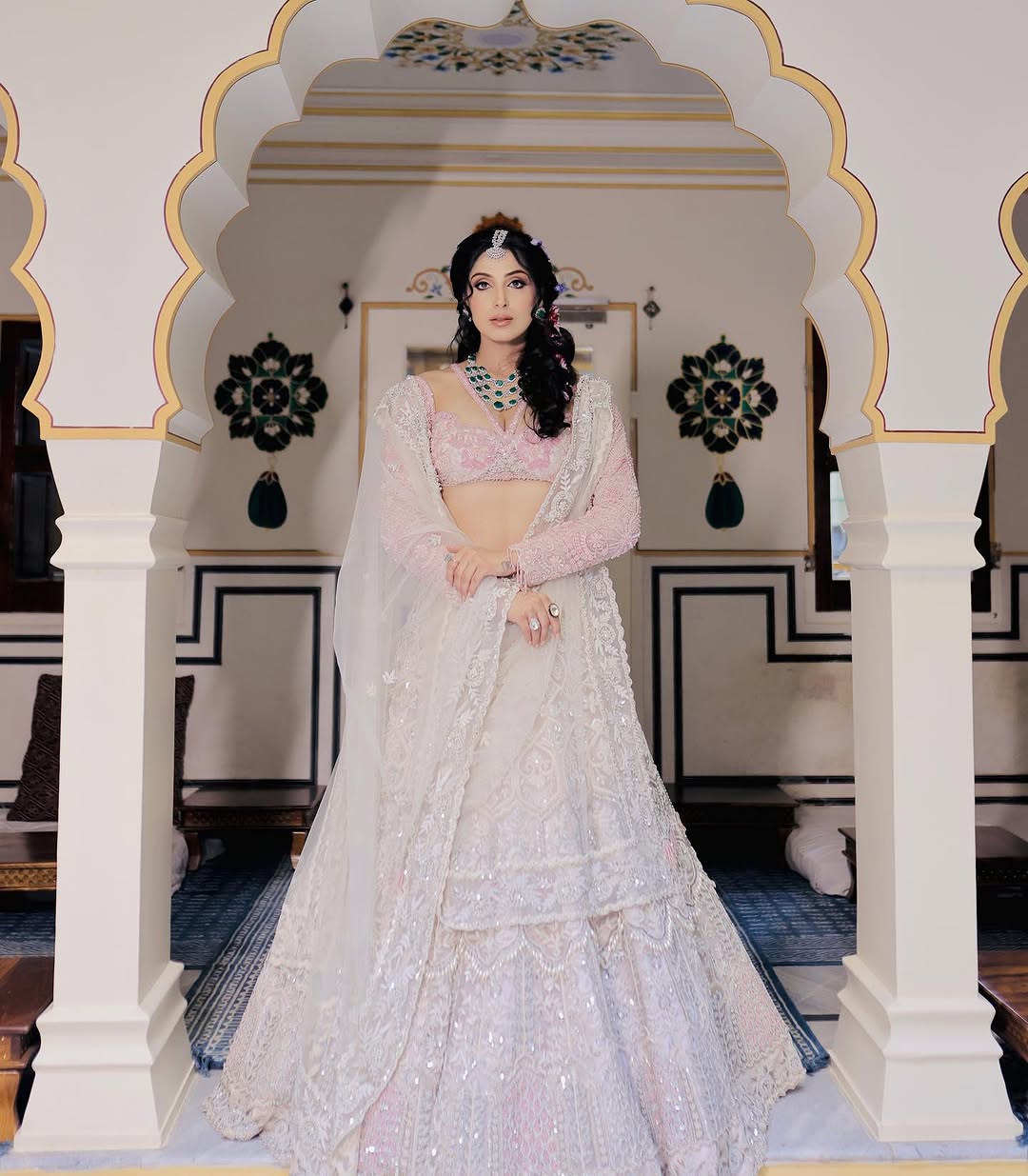 IVORY & PINK EMBROIDERED LEHENGA